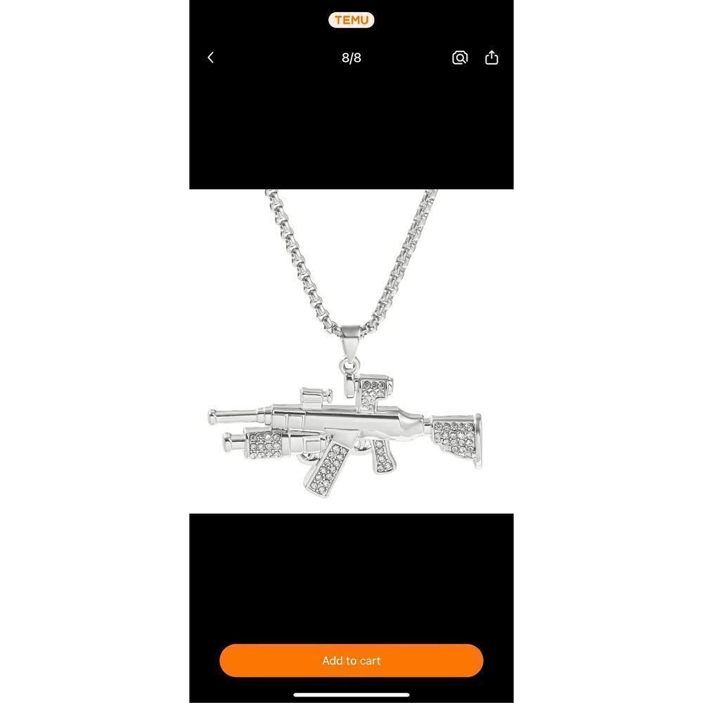 Unisex 1pc  silver Cuban Rap Trend Necklace